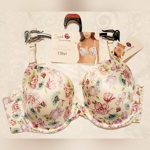 Secret Treasures Underwire Bra Floral NWT Cute Pink Purple Cream White Pretty
